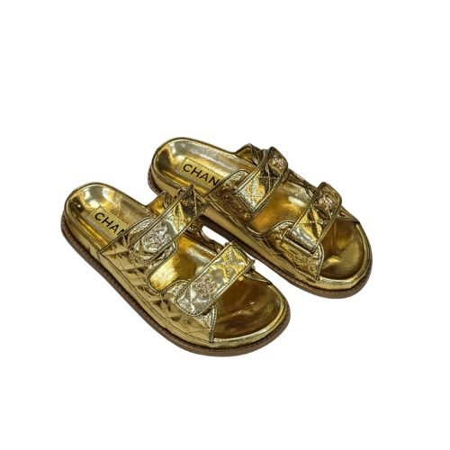 Buy Chanel CC Touch Strap Leather Sandals - Luxury Dubai