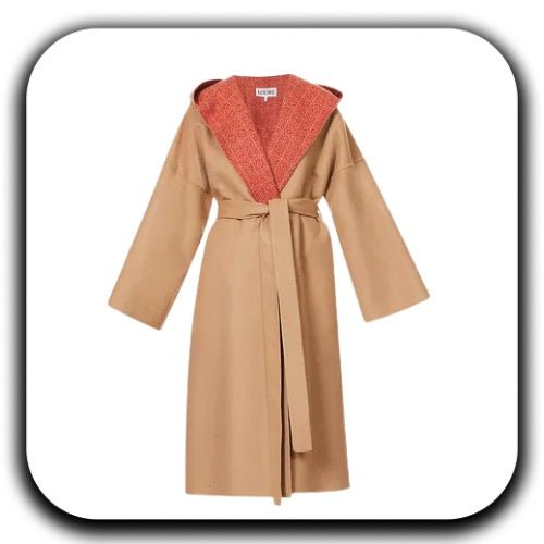 New Loewe Anagram Hood Belted Wool Coat - Luxury Dubai