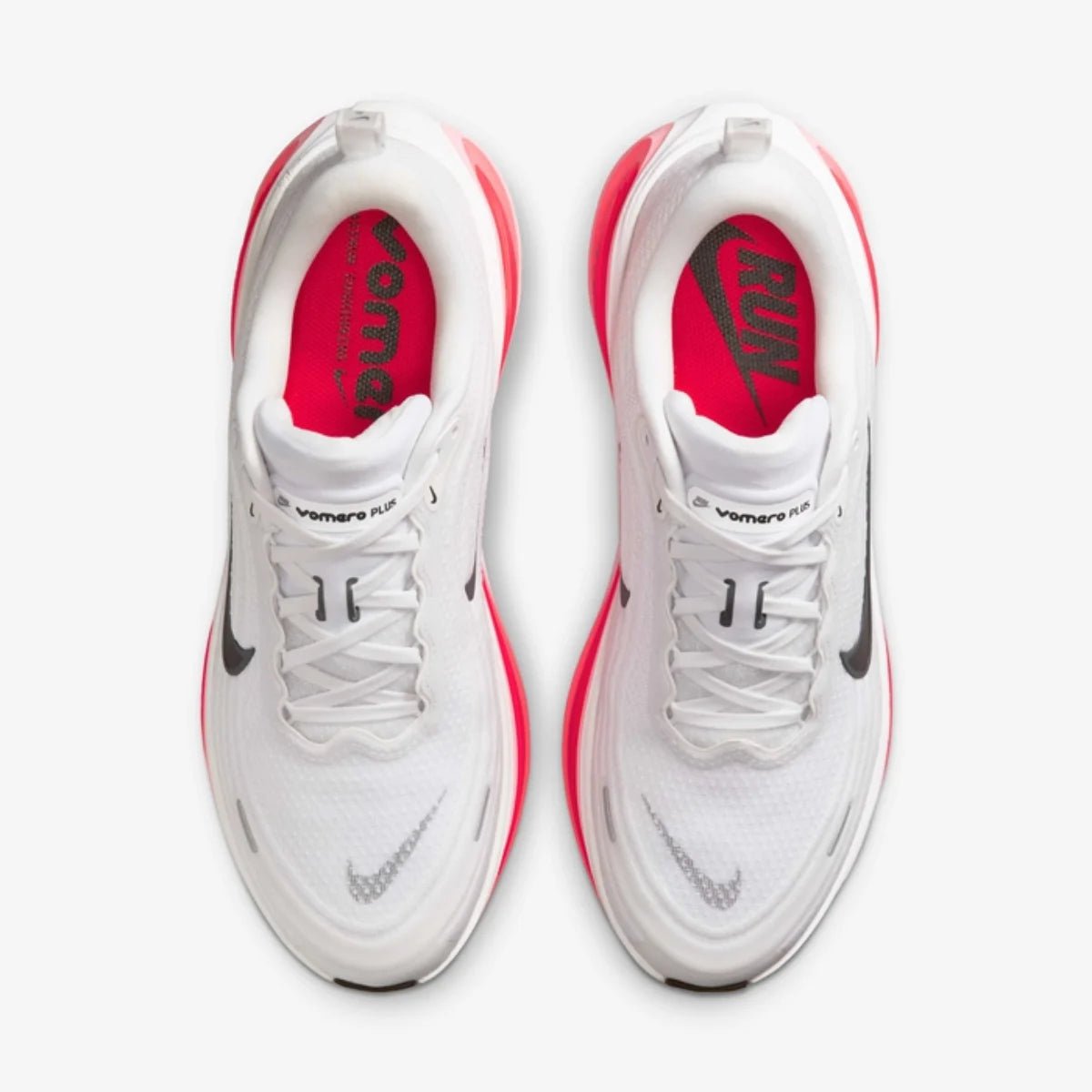 Nike Vomero Plus White | Bright Crimson top view