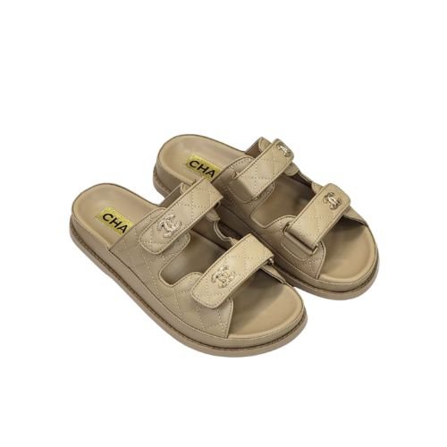 Buy Chanel CC Touch Strap Leather Sandals - Luxury Dubai