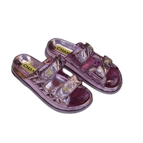 Buy Chanel CC Touch Strap Leather Sandals - Luxury Dubai