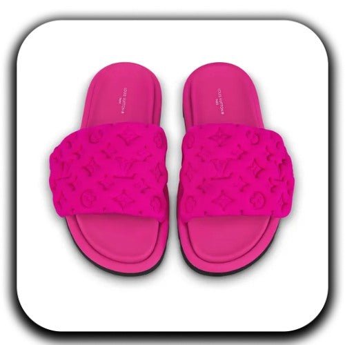 Buy Lv Pink Neoprene Pool Pillow Flat Sandals - Luxury Dubai