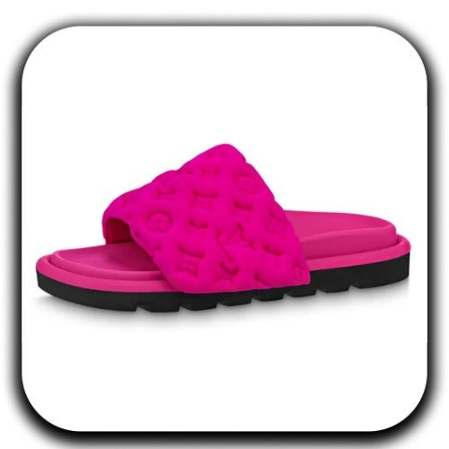 Buy Lv Pink Neoprene Pool Pillow Flat Sandals - Luxury Dubai