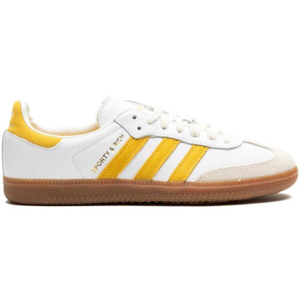 Elevate your style with the new Adidas Samba OG in white/yellow. Experience the perfect blend of sporty and luxurious vibes in this Sporty & Rich edition. Get yours now