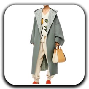 Loewe Anagram Hood Belted Wool Coat _ loewe coat _ loewe ladies coat _ long coat for ladies