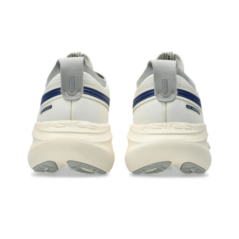 Asics Gel-Nimbus 27 “Birch / Indigo Blue” heel view