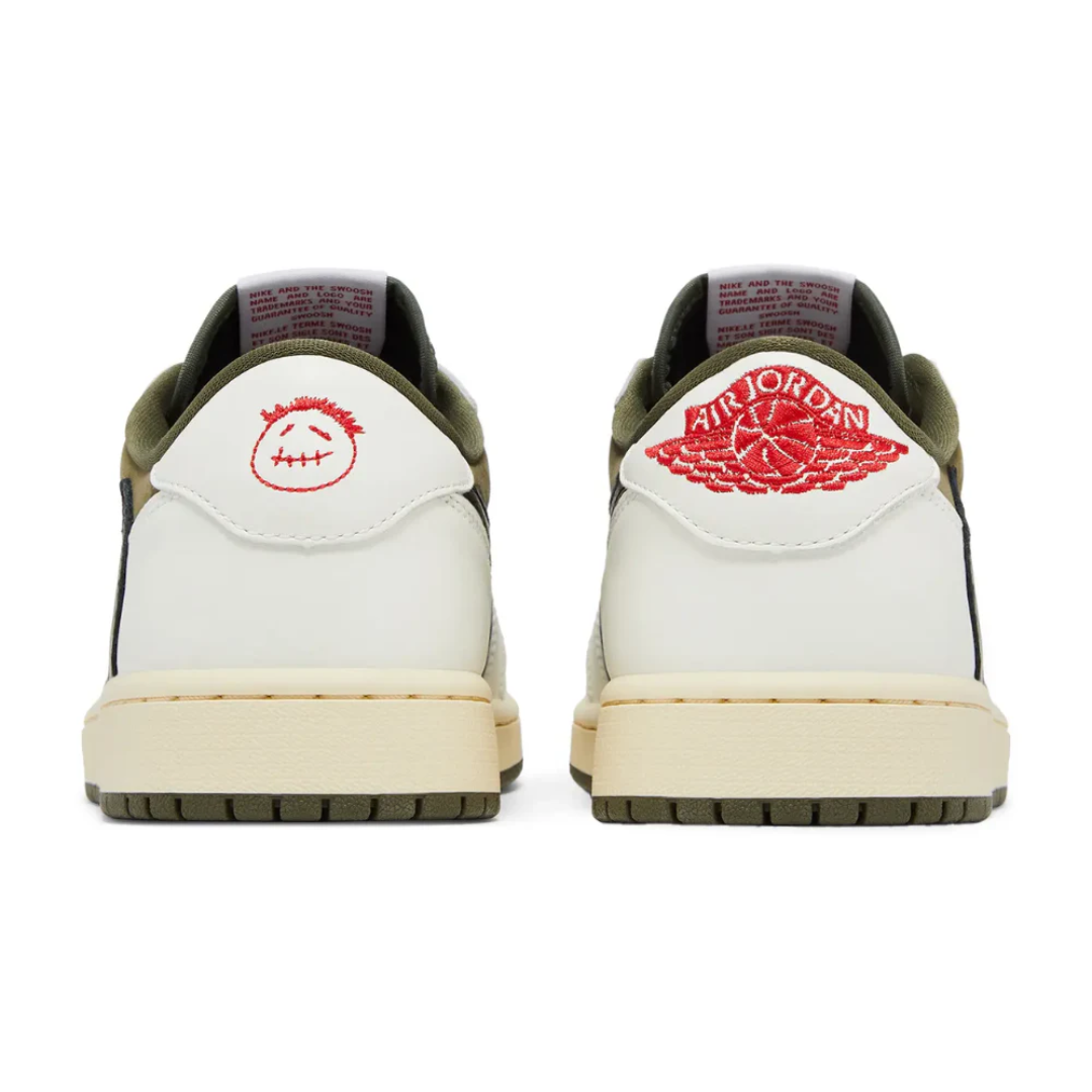 Travis Scott x Nike Air Jordan 1 Retro Low OG SP 'Reverse Olive / Medium Olive' 3 Travis Scott x Air Jordan 1 Reverse Olive Heel Branding UAE