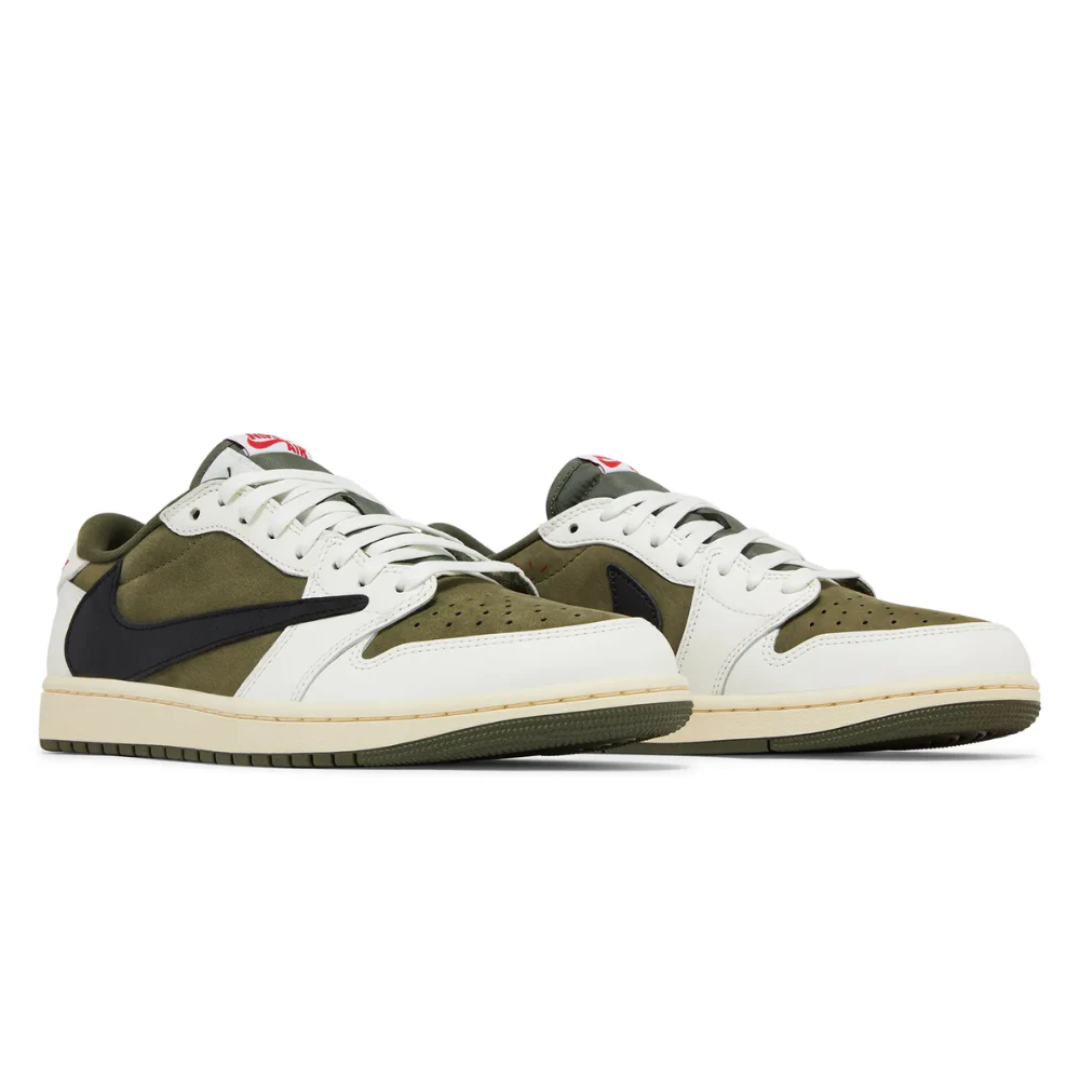 Travis Scott x Nike Air Jordan 1 Retro Low OG SP 'Reverse Olive / Medium Olive' 2 Travis Scott x Air Jordan 1 Reverse Olive On Feet UAE