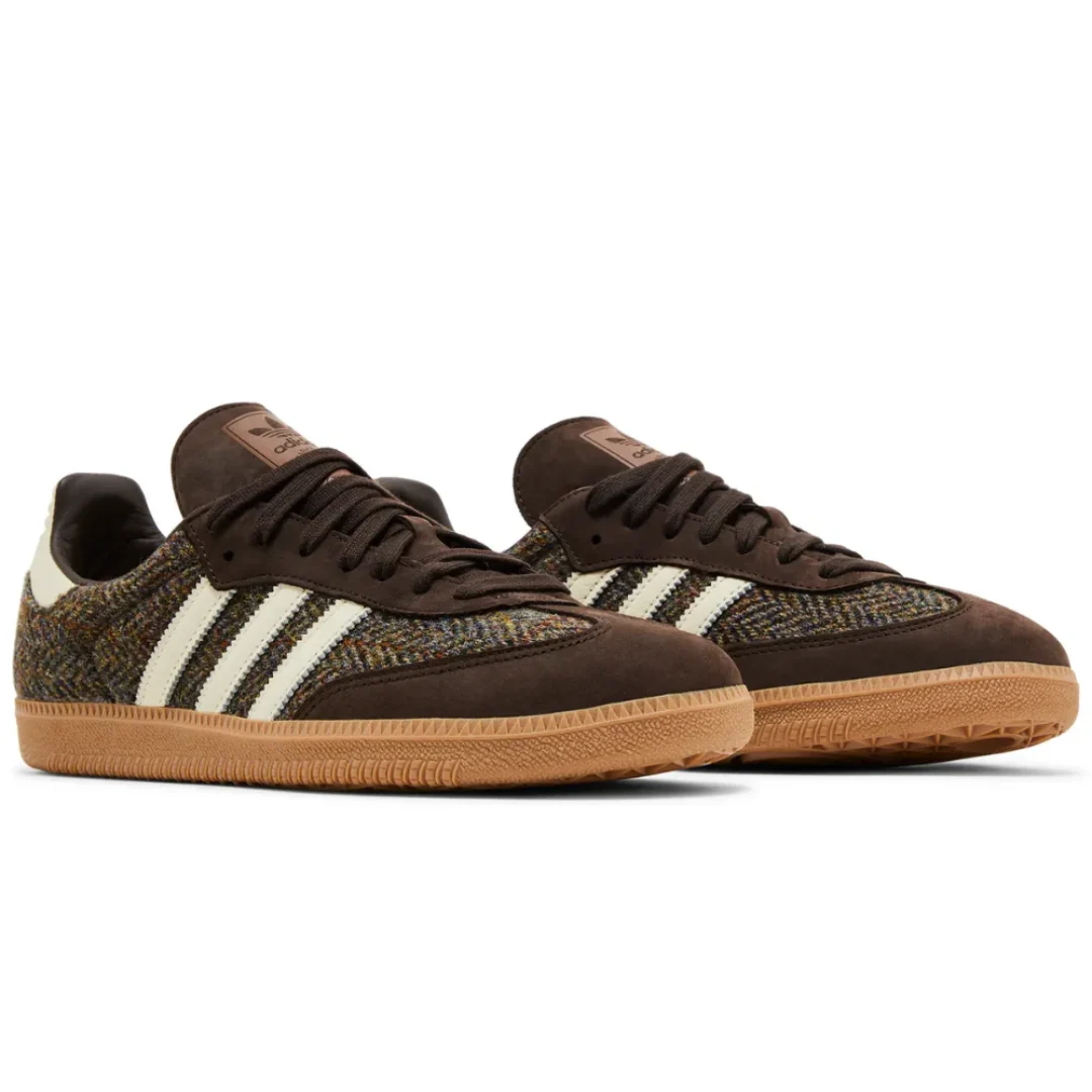 adidas Samba OG 'Tweed Pack - Dark Brown' 2 adidas Samba OG Tweed Pack Dark Brown close-up detail